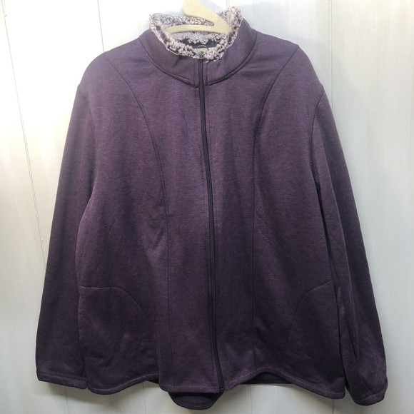 Women’s Cuddl Duds Zip Up Sweater Jacket Size XL Purple - Picture 7 of 11